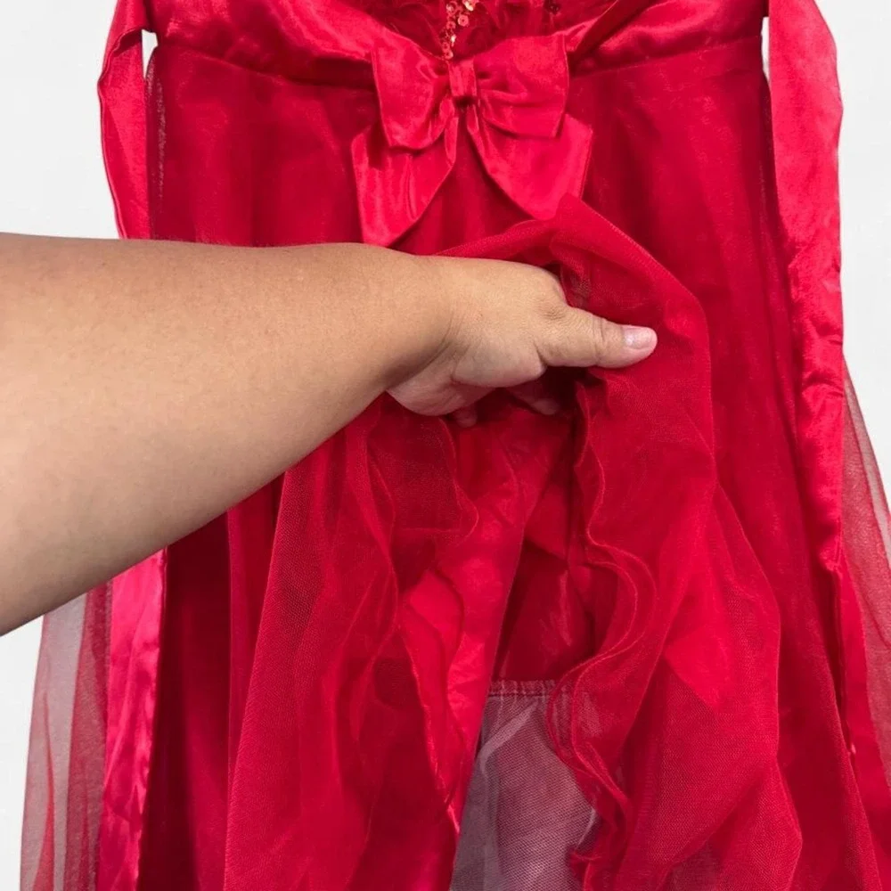 Kids pinky girls Red lace babydoll dress with bow detail Zise 10